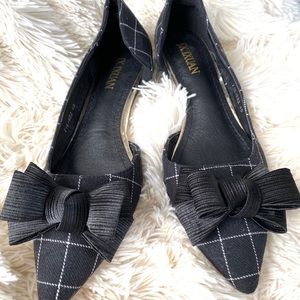 JX.IXUAN•plaid bow pointed fabric heels 40 EUC